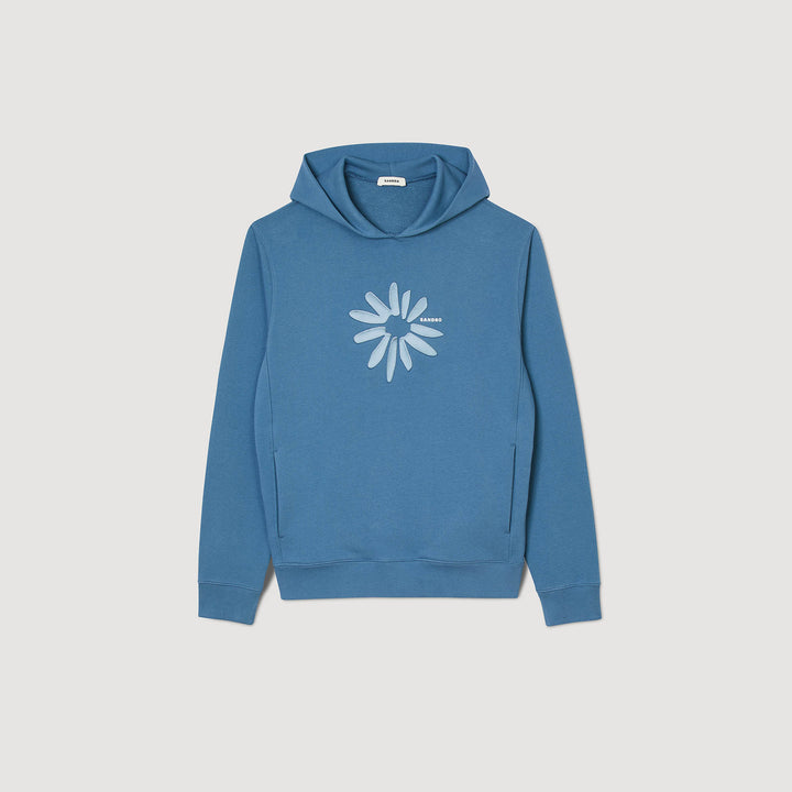 Sudadera con capucha de algodón con flor