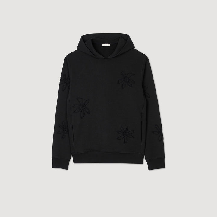 Sudadera con capucha adornada con flores