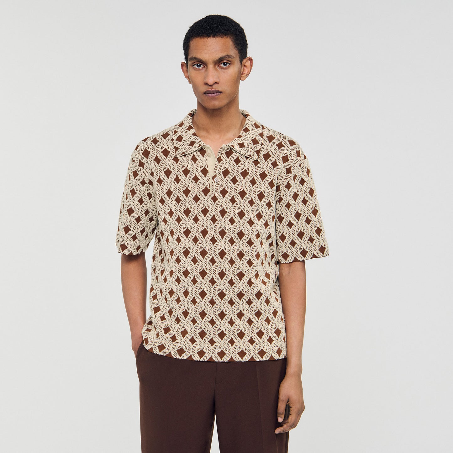 Camisa cárdigan de jacquard cuerda