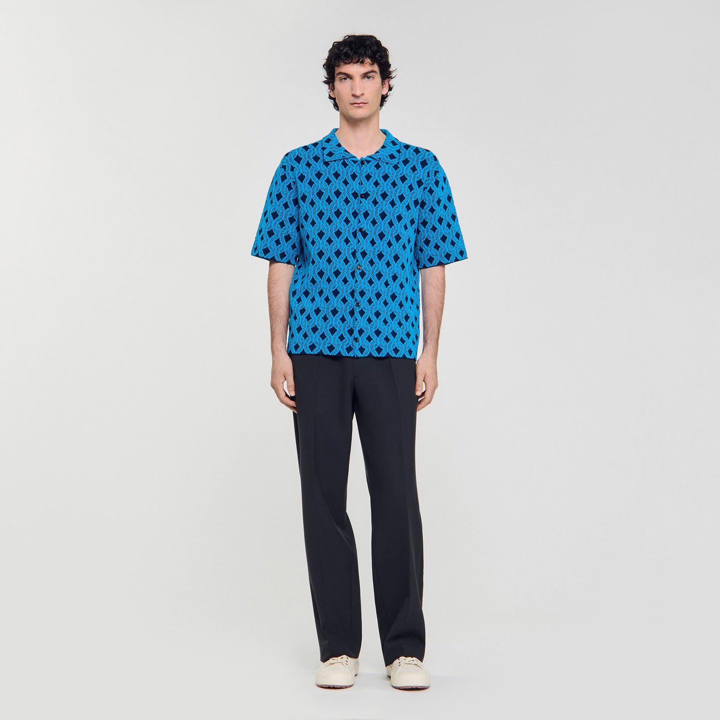 Camisa cárdigan de jacquard cuerda