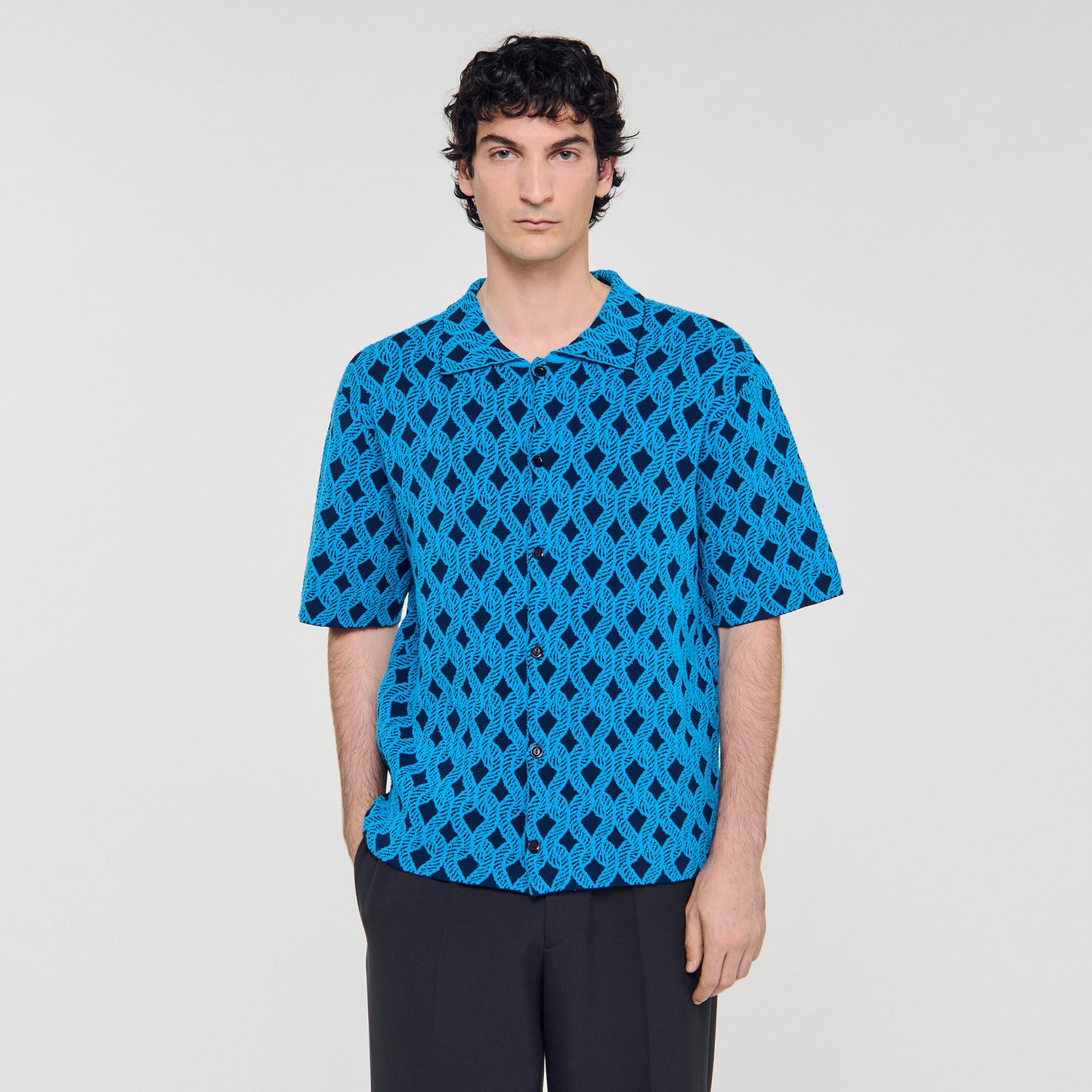 Camisa cárdigan de jacquard cuerda