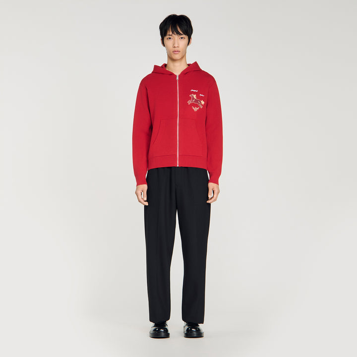 Cárdigan zip estampado animal