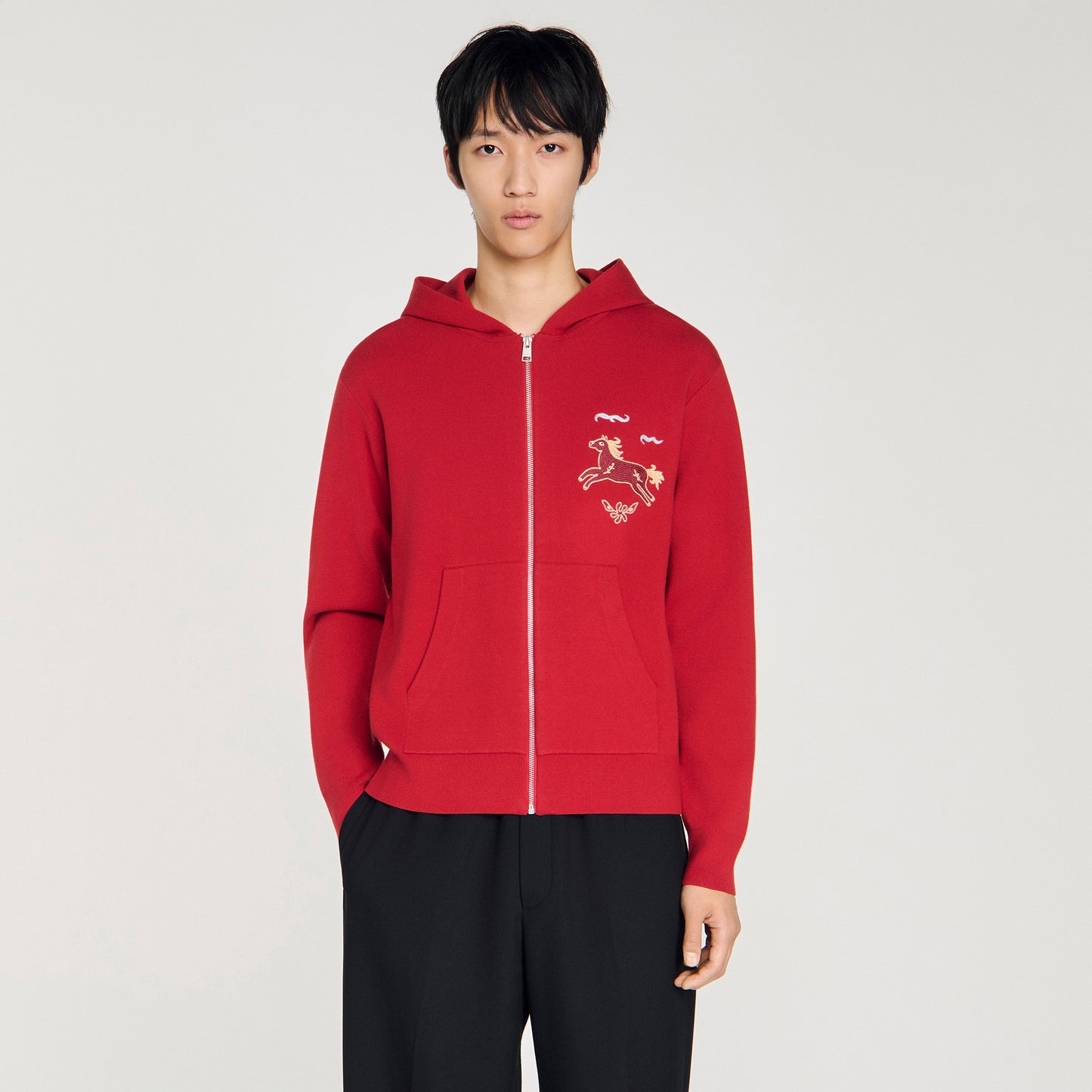Cárdigan zip estampado animal
