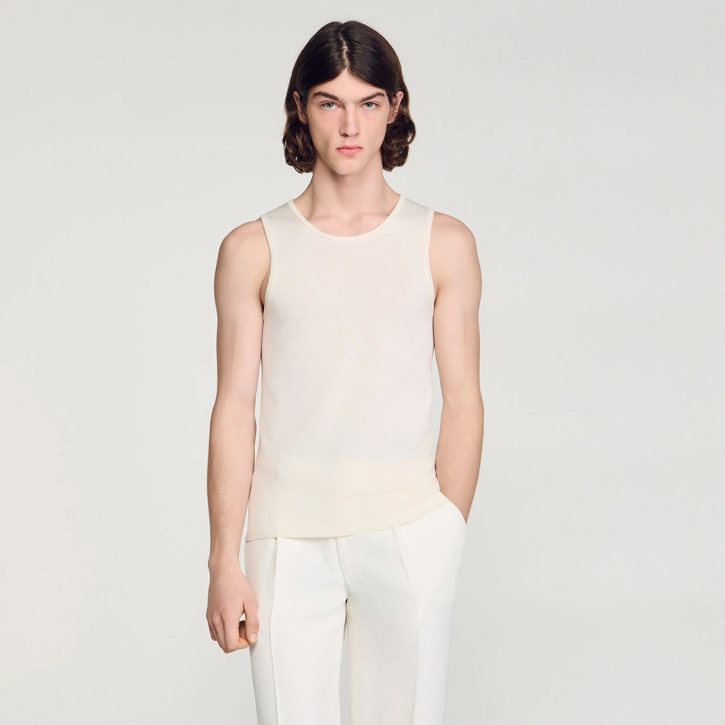 Top de punto cuello redondo