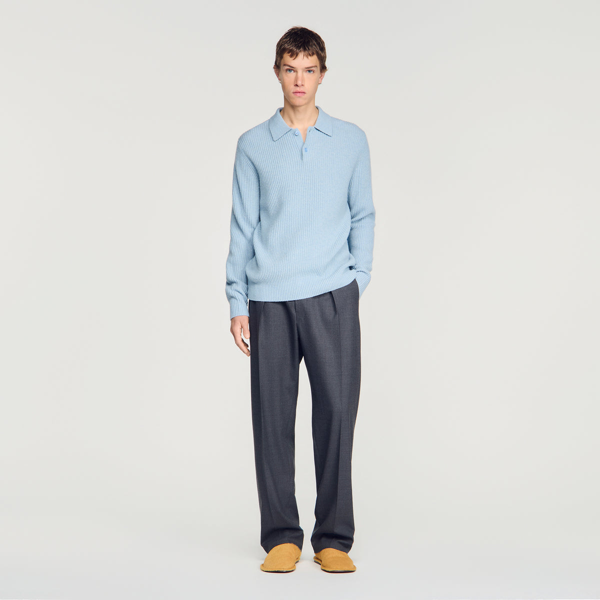 Polo de lana de canalé