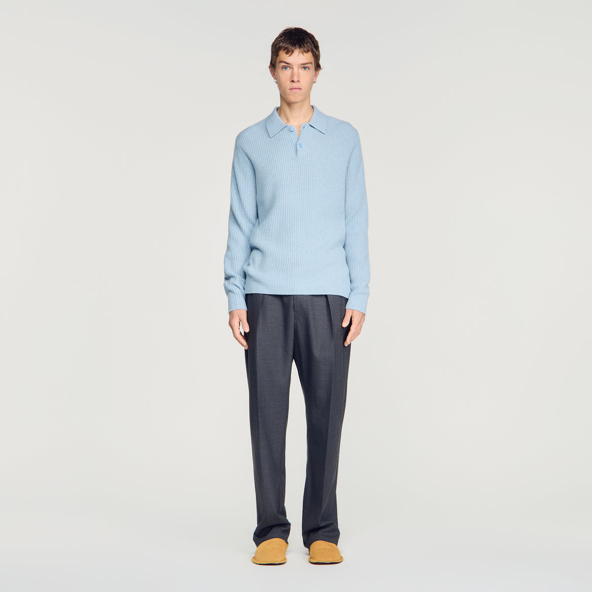 Polo de lana de canalé