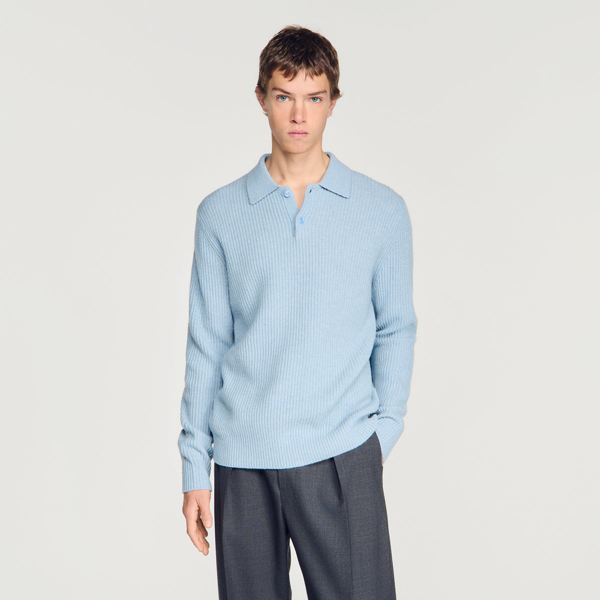 Polo de lana de canalé