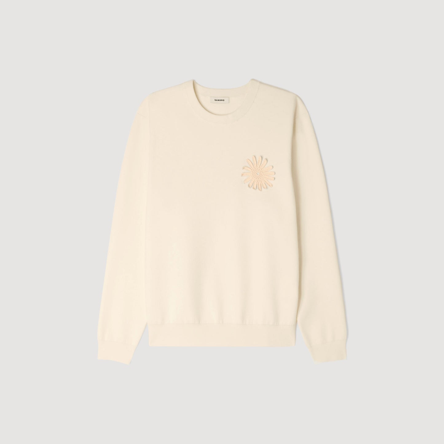Sudadera de punto con flor crochet