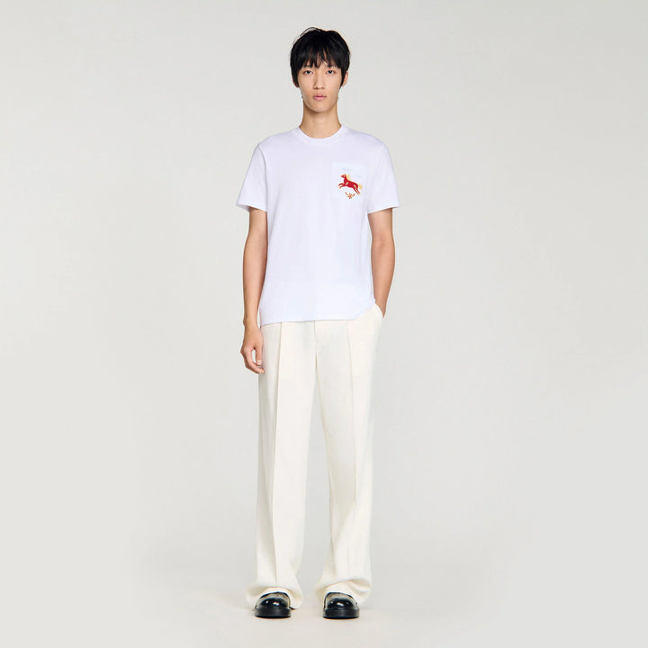 Camiseta de algodón bordado caballo