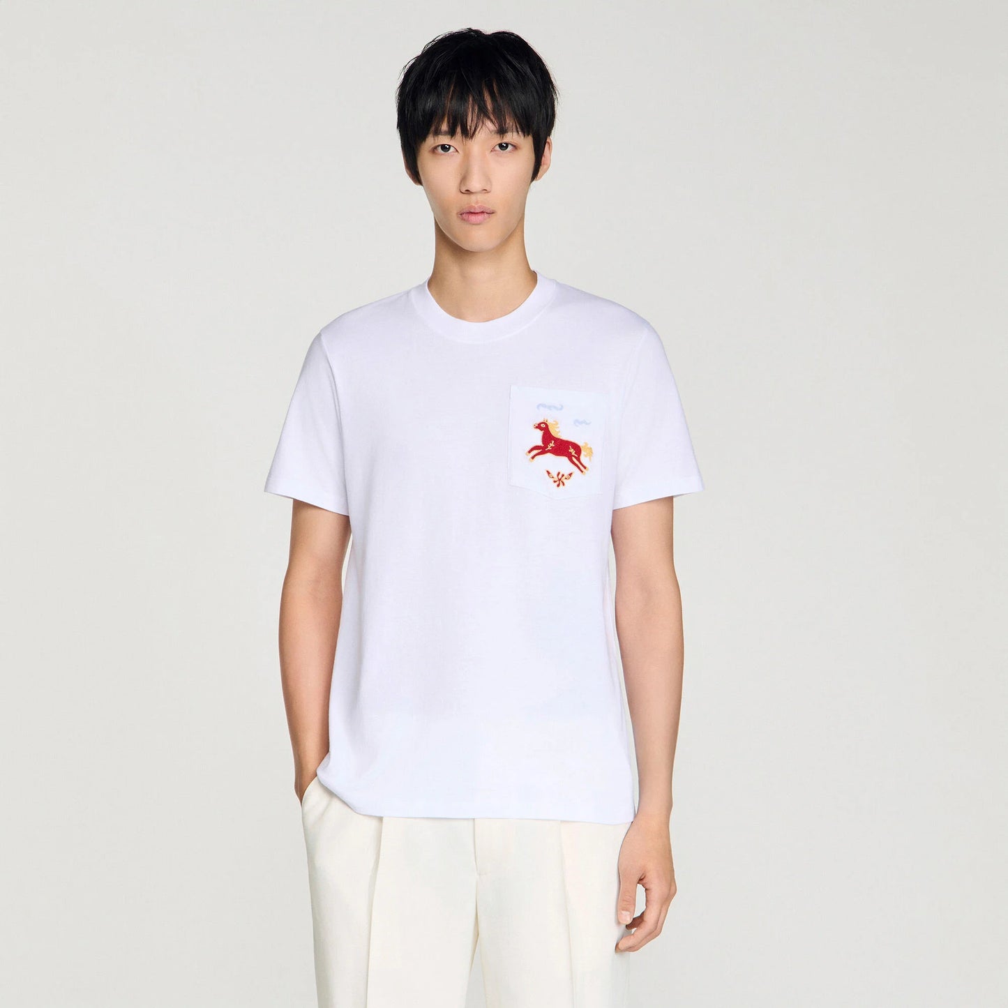 Camiseta de algodón bordado caballo