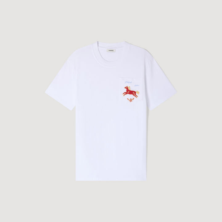 Camiseta de algodón bordado caballo