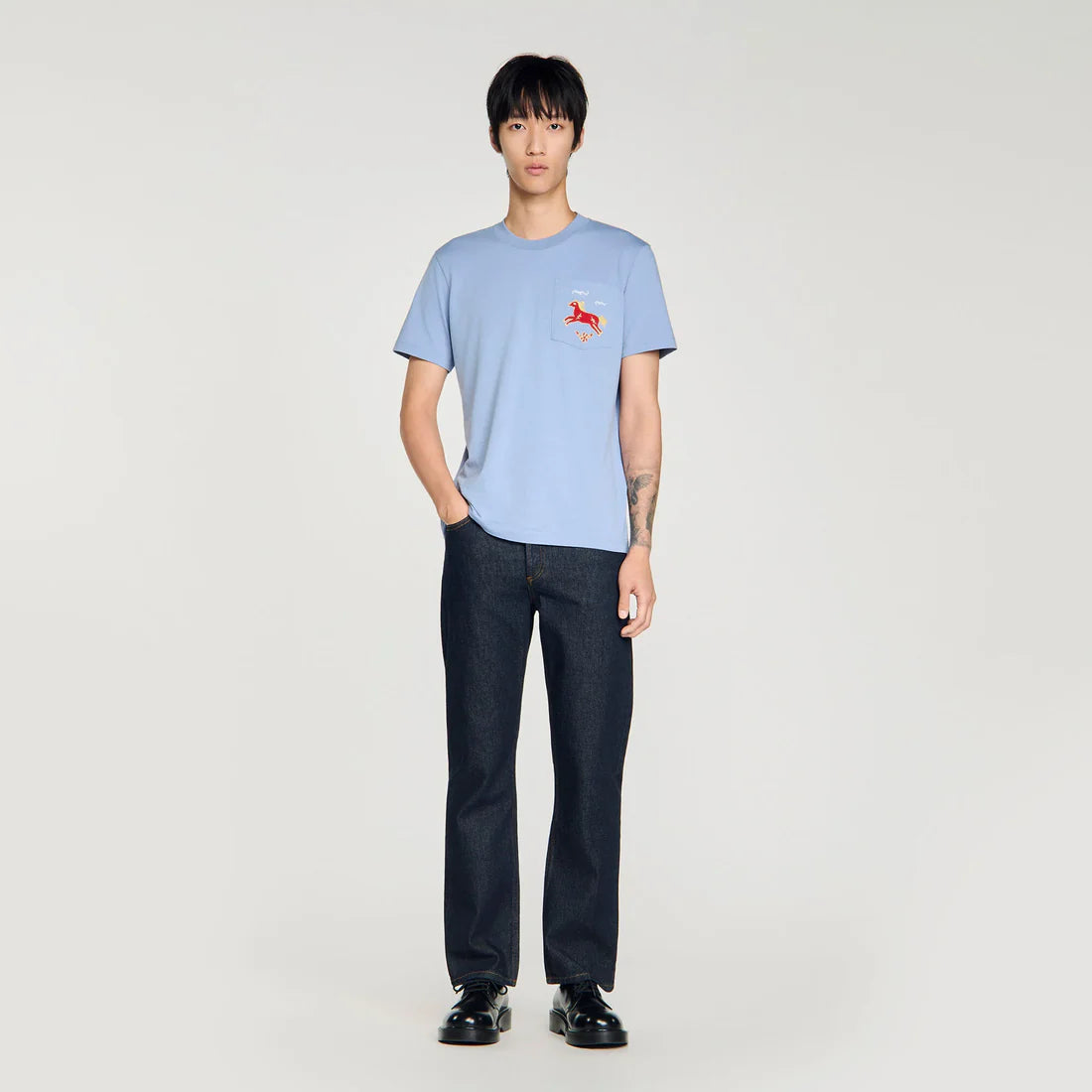 Camiseta de algodón bordado caballo