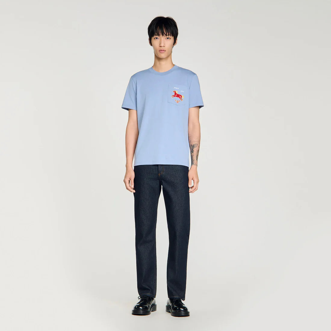 Camiseta de algodón bordado caballo
