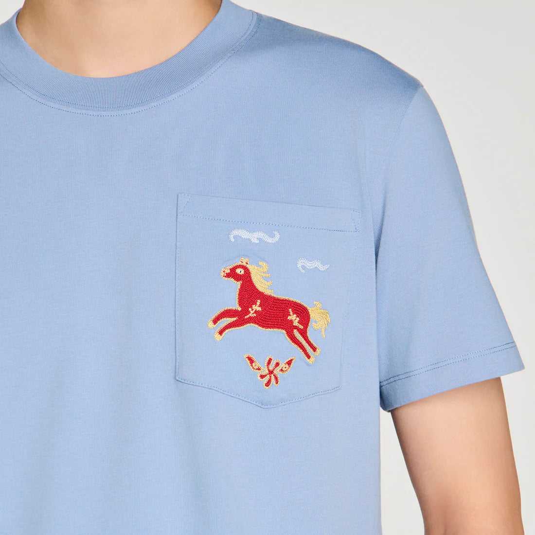 Camiseta de algodón bordado caballo