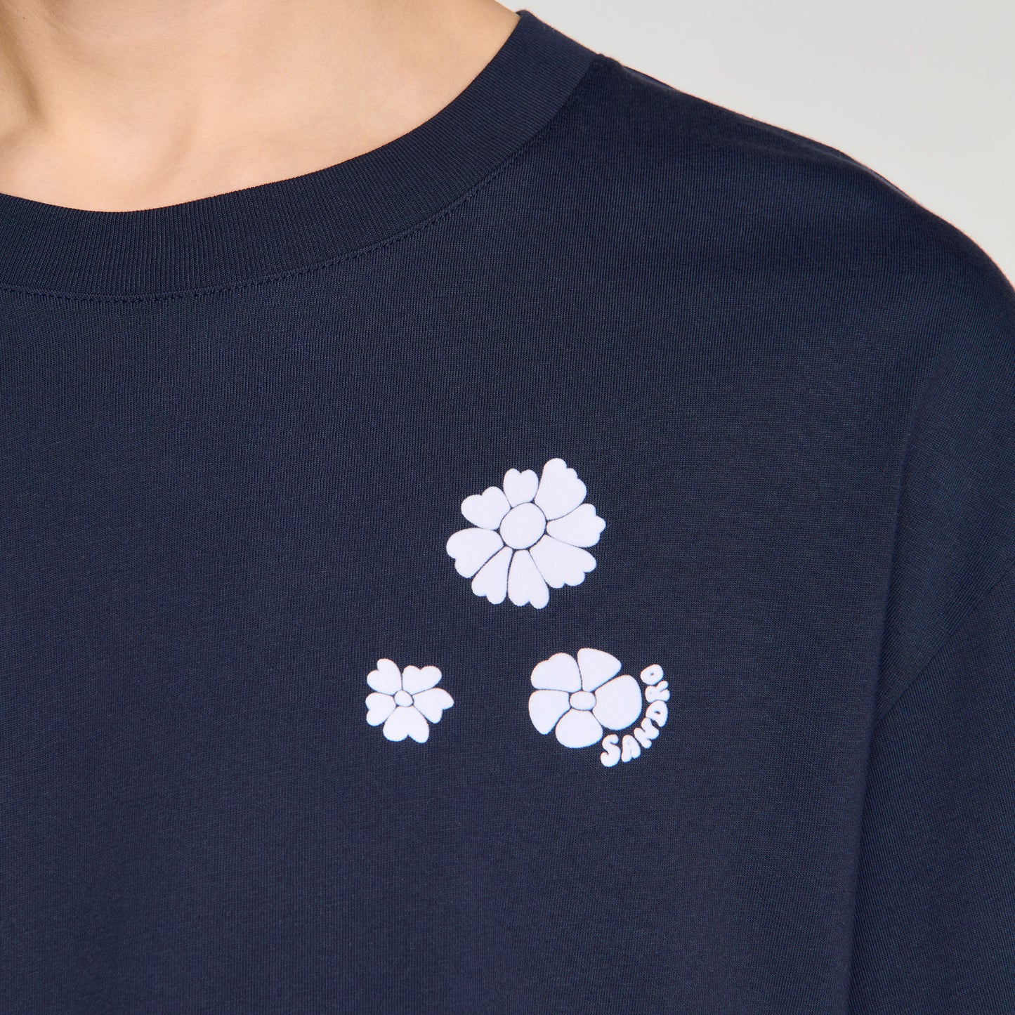 Camiseta de algodón estampado flor