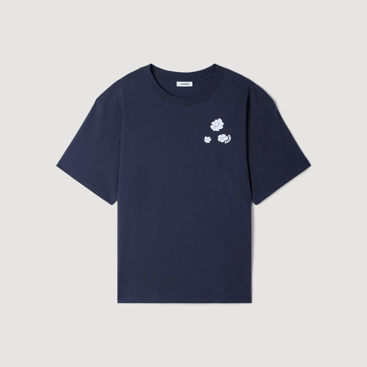 Camiseta de algodón estampado flor