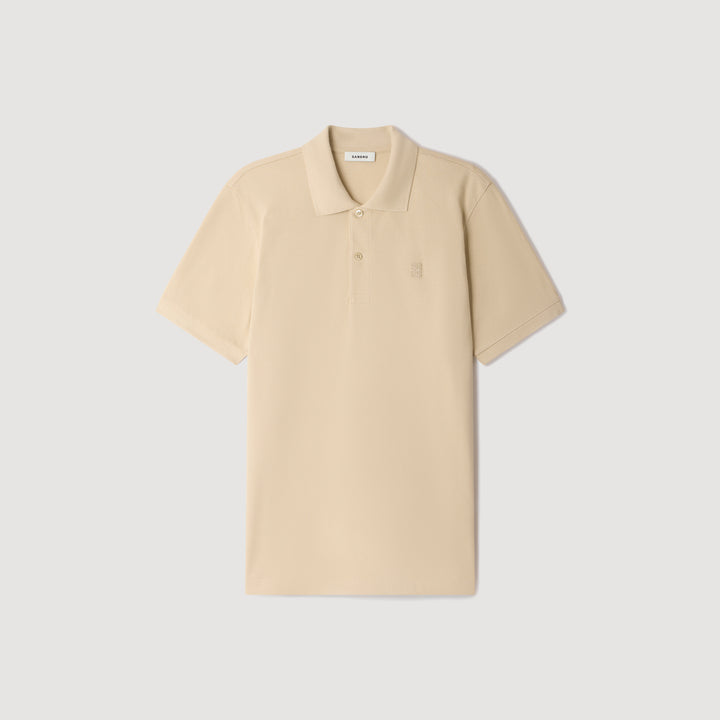 Polo de algodón con logo de cuero