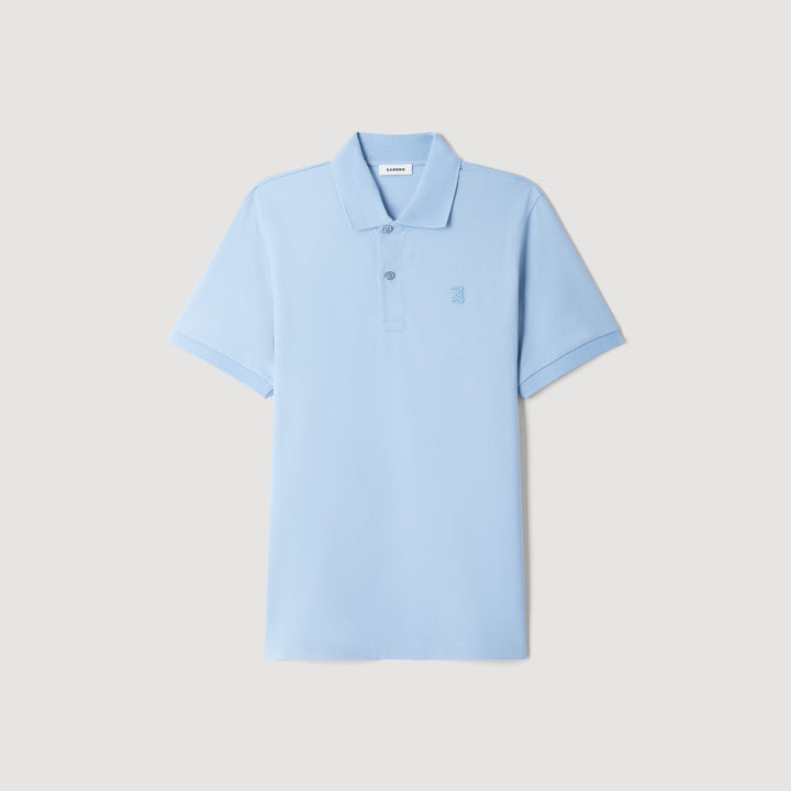 Polo de algodón con logo de cuero