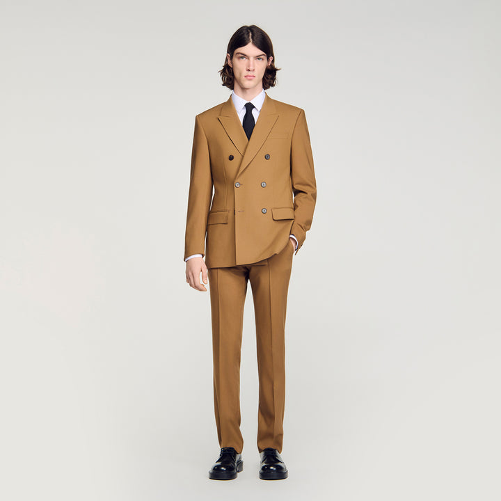 Chaqueta de traje cruzada de lana