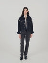Chaqueta de denim lavado con strass