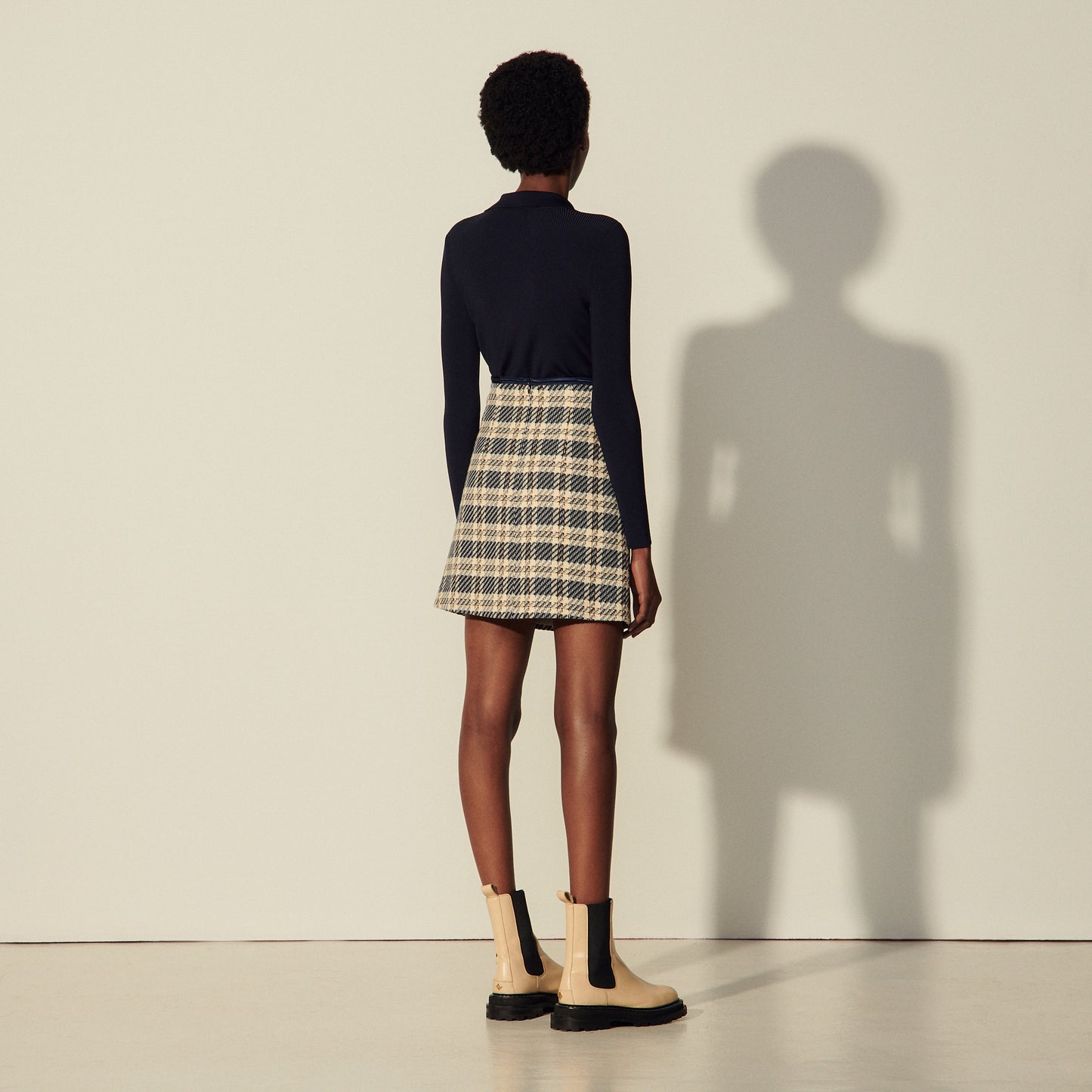 Falda de cuadros de tweed Annete