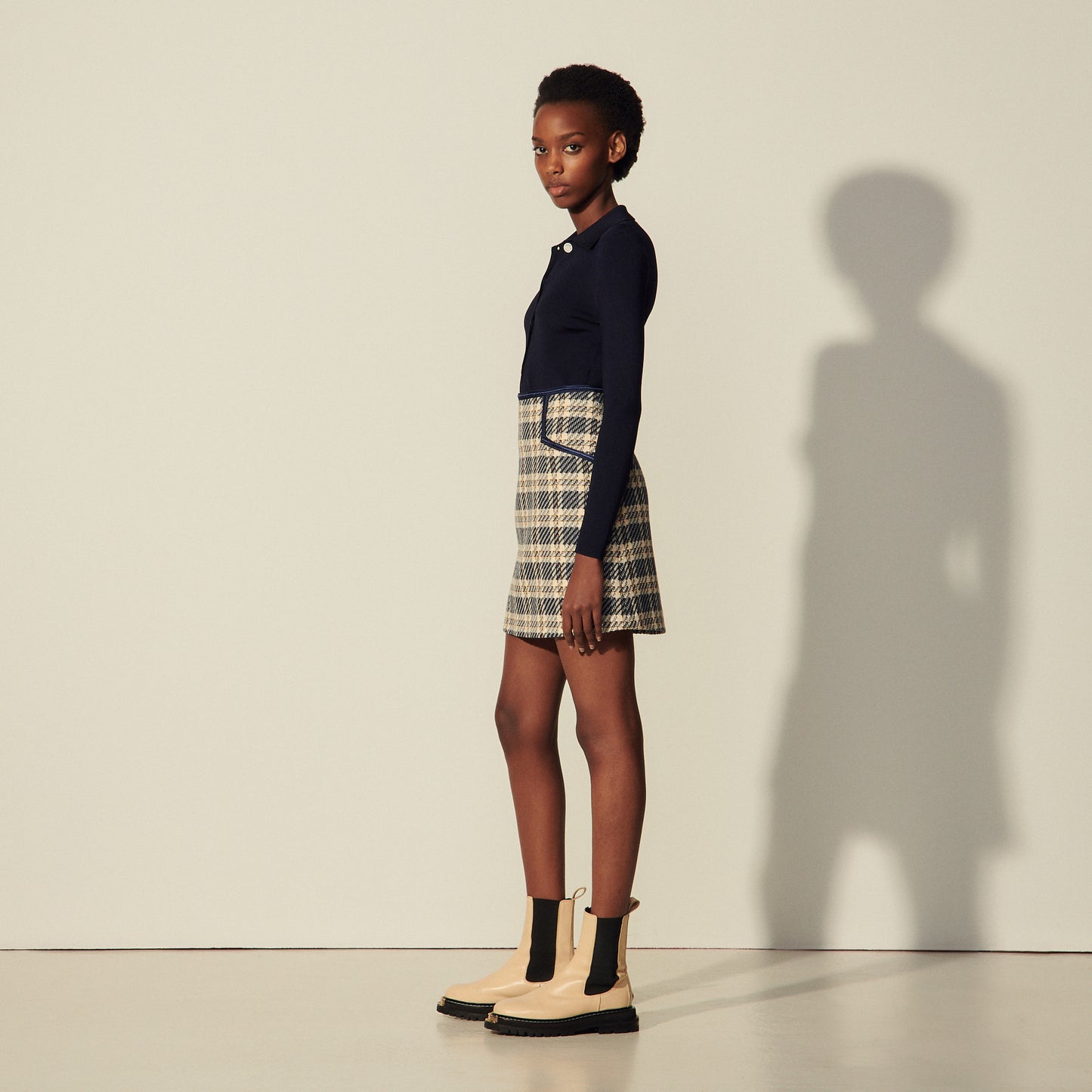 Falda de cuadros de tweed Annete