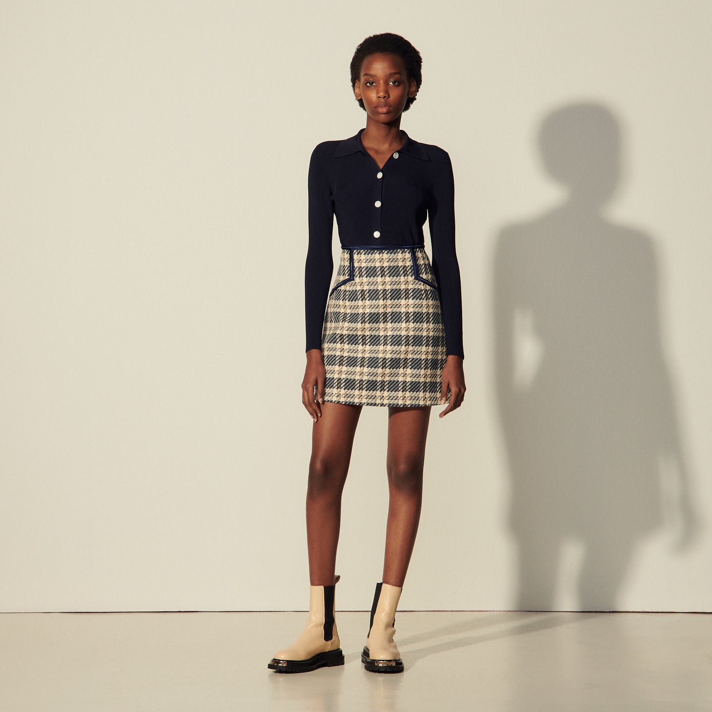 Falda de cuadros de tweed Annete
