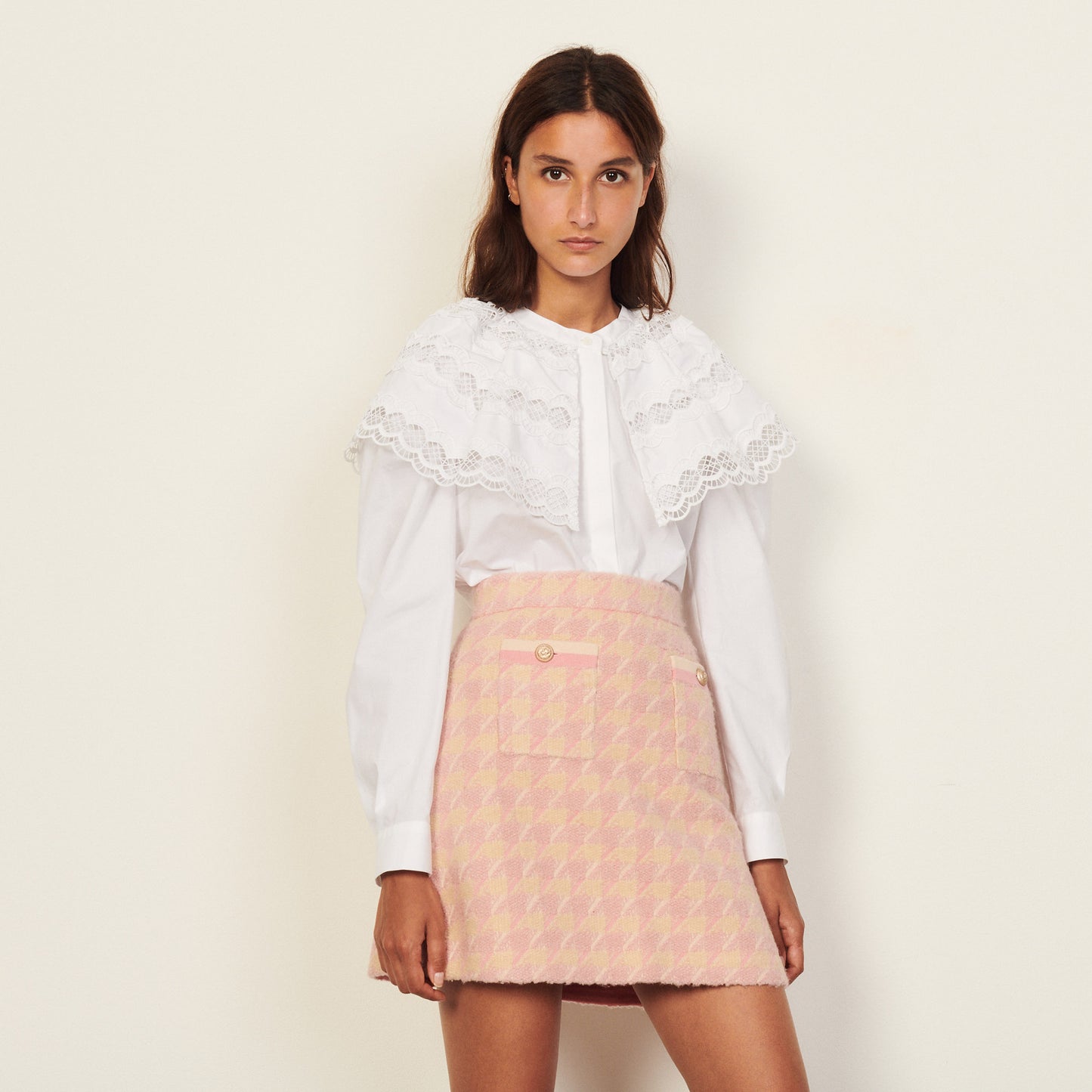 Falda de tweed bicolor