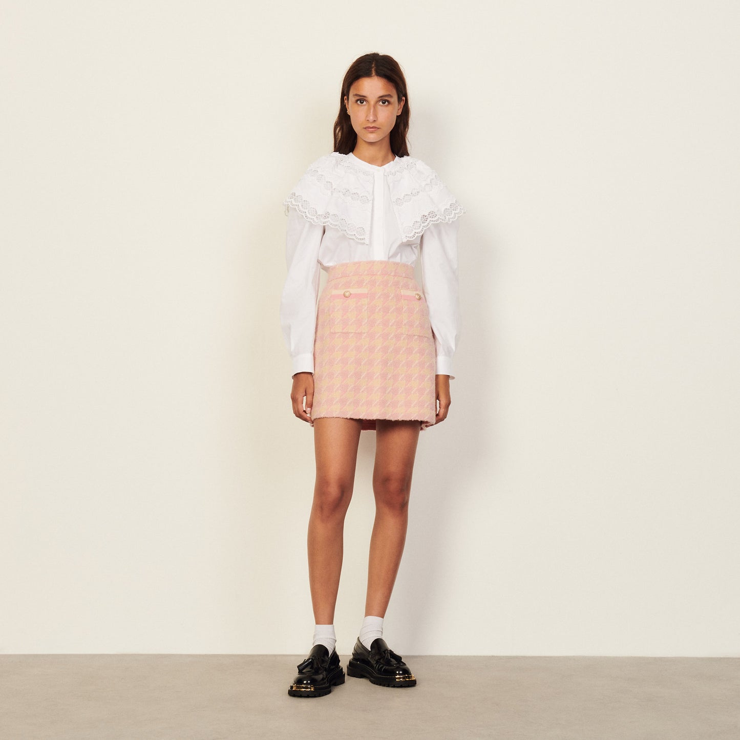 Falda de tweed bicolor
