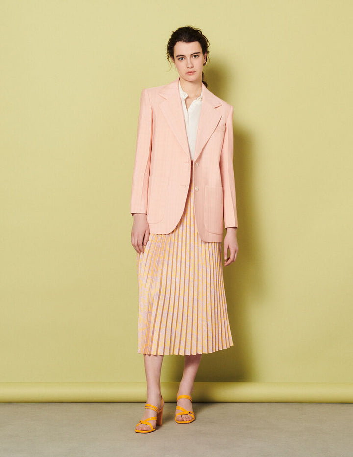 Falda midi plisada estampada