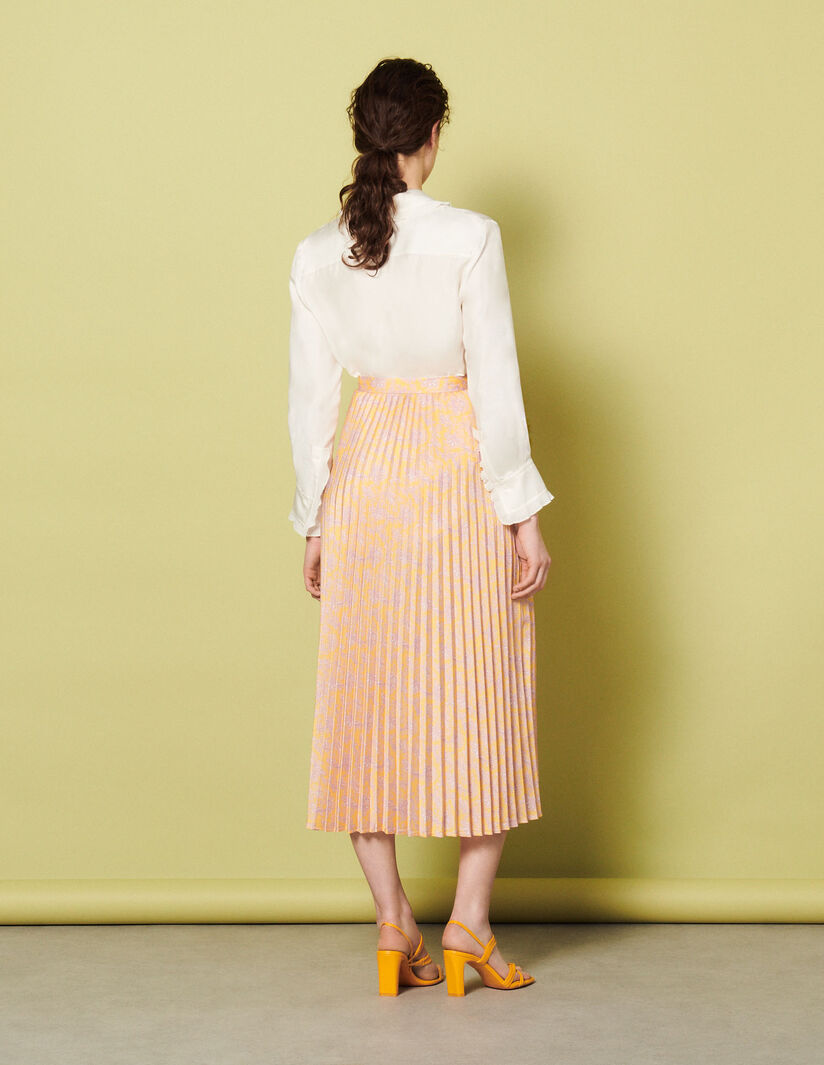 Falda midi plisada estampada