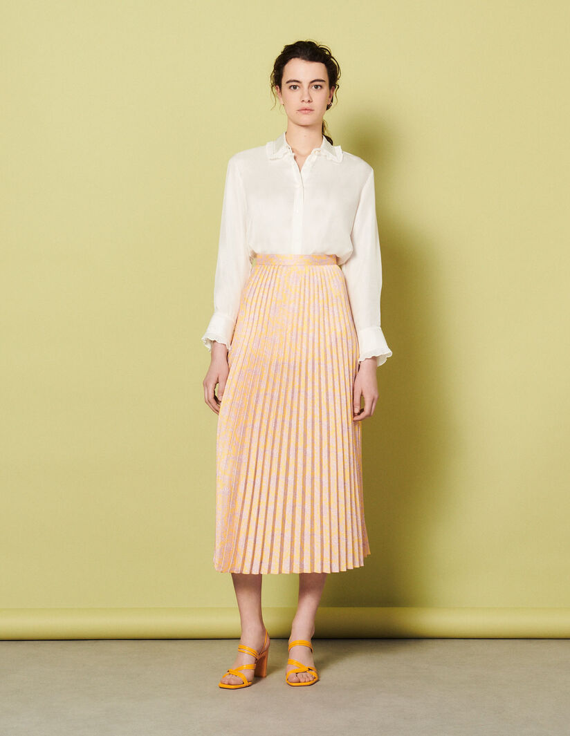 Falda midi plisada estampada