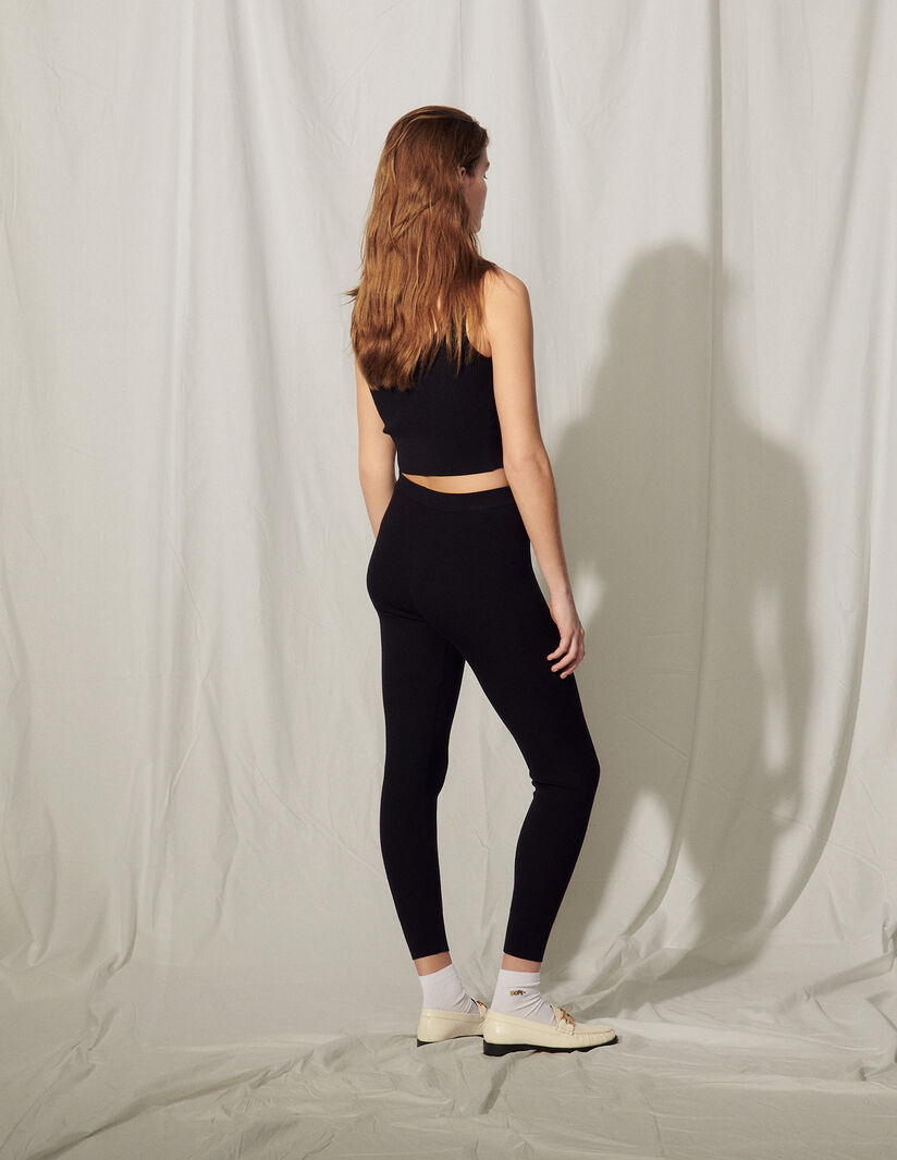 Legging de punto con bordado Mexique