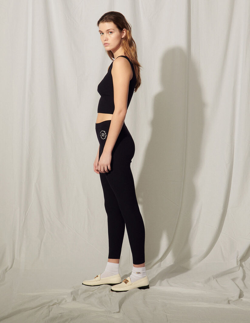 Legging de punto con bordado Mexique