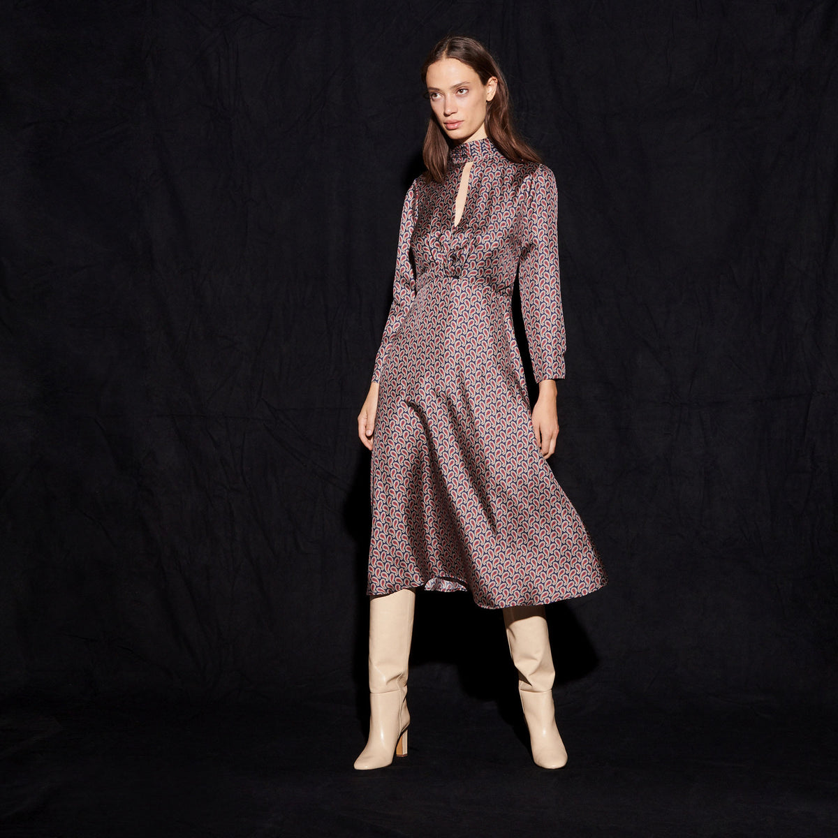 Sandro | Vestido largo de seda estampado Cashy