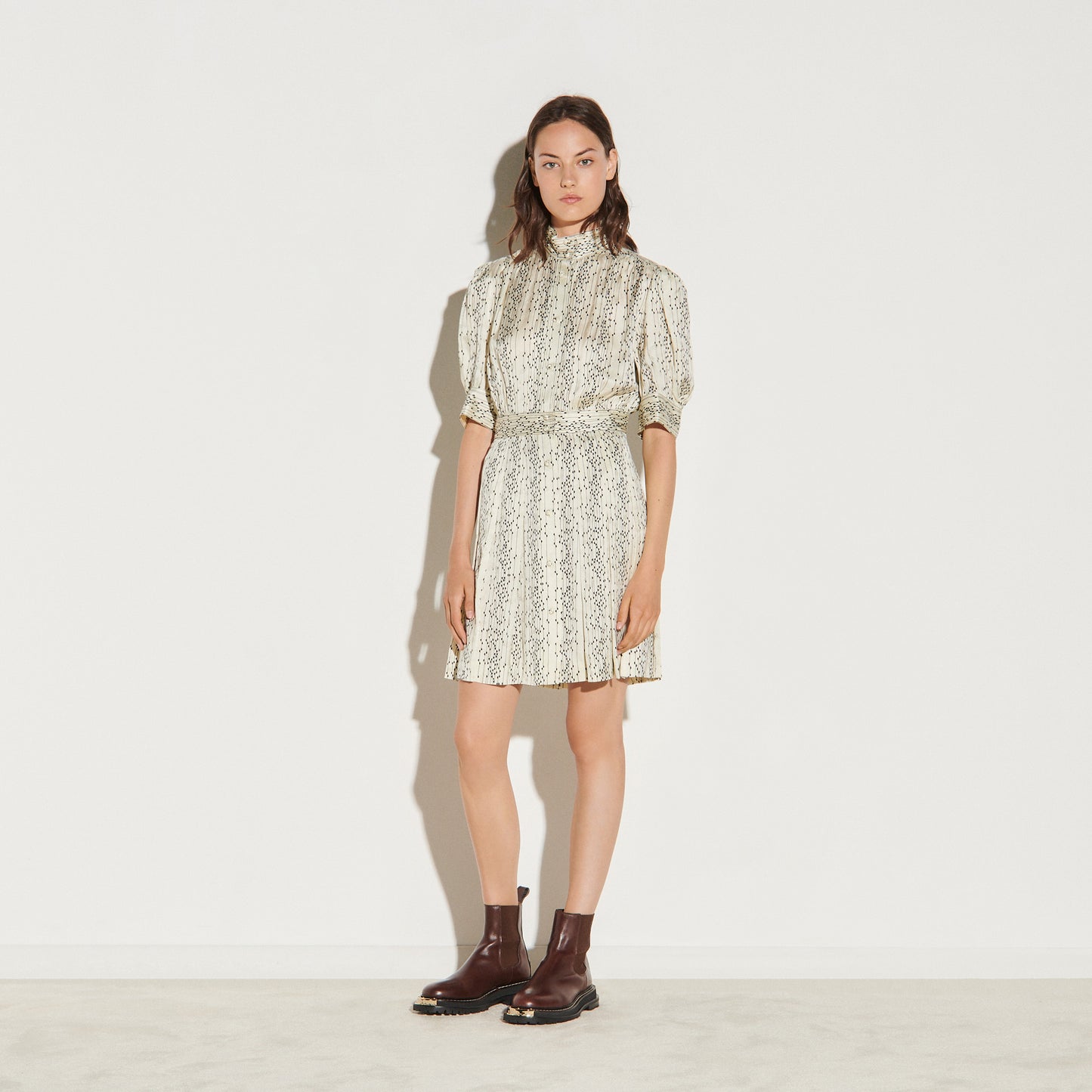 Vestido camisero corto estampado Shirel