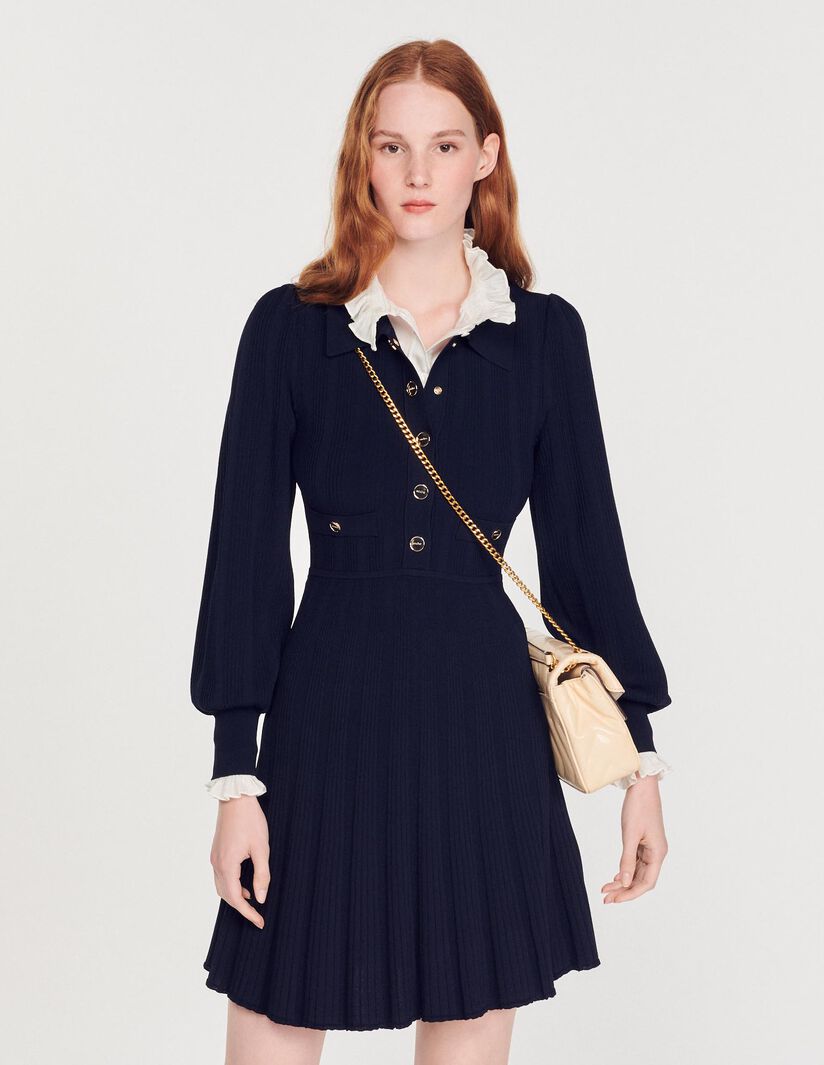 Vestido plisado de punto
