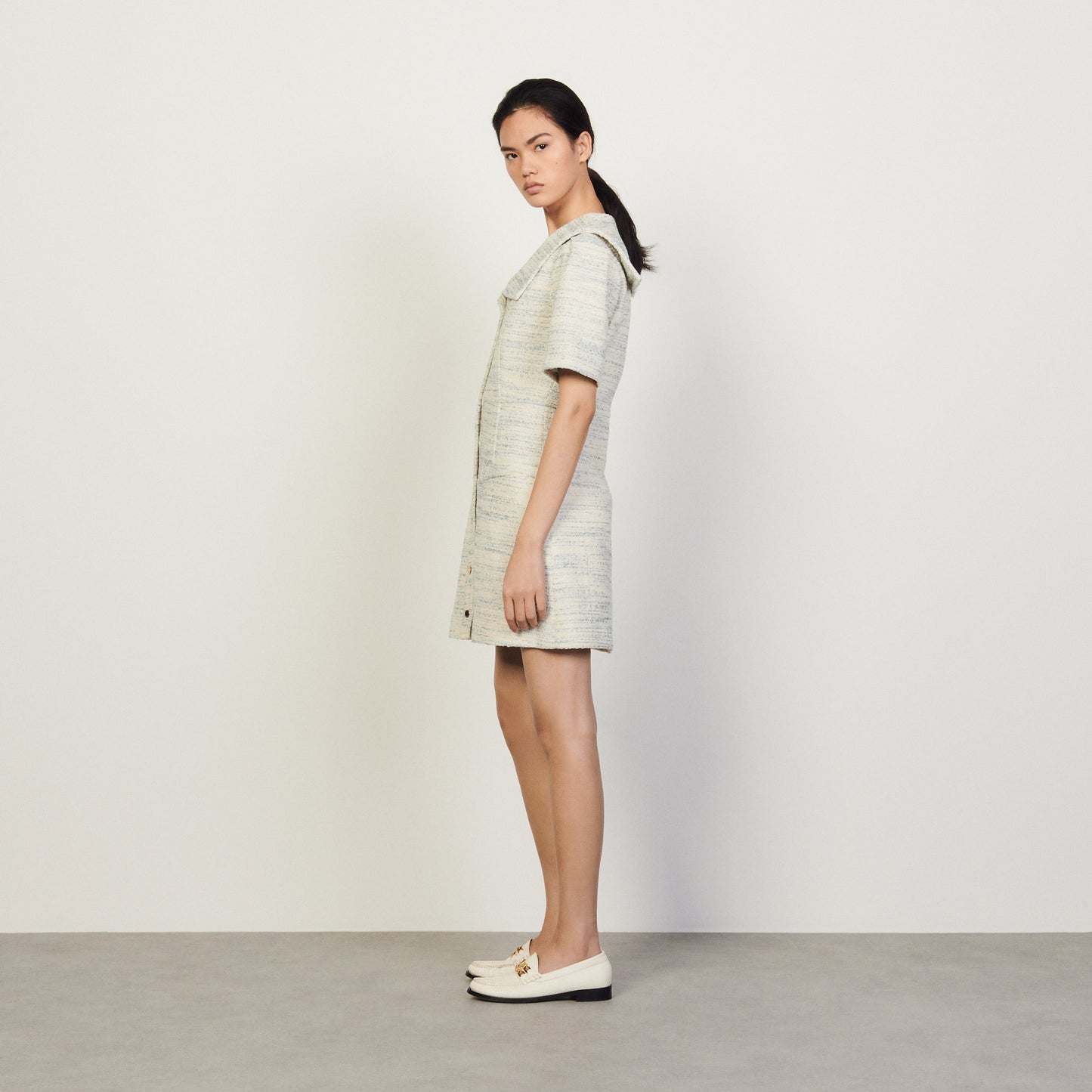 Vestido con cuello marinero de tweed