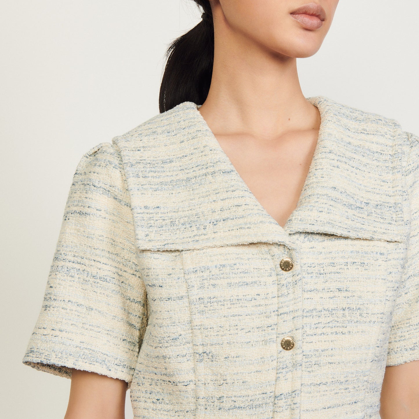 Vestido con cuello marinero de tweed
