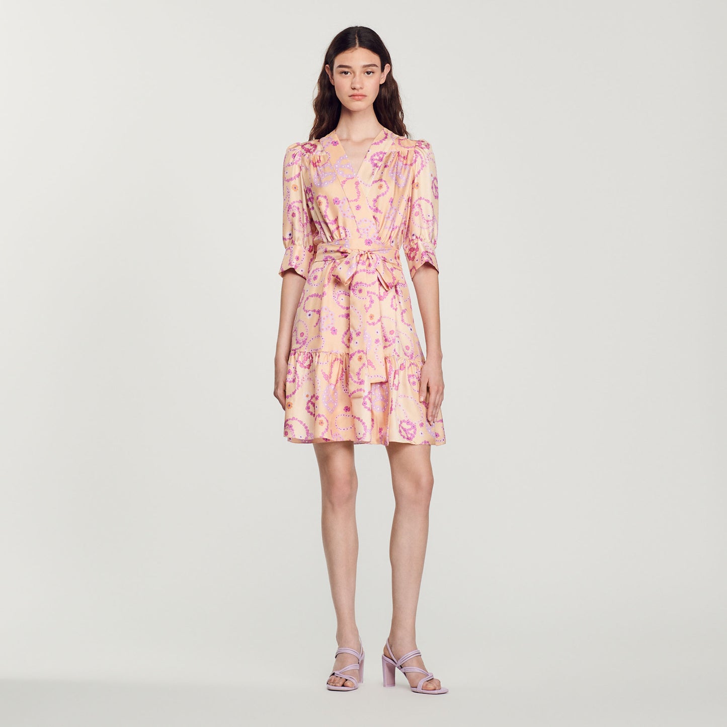 Vestido de seda con estampado Peace&Love