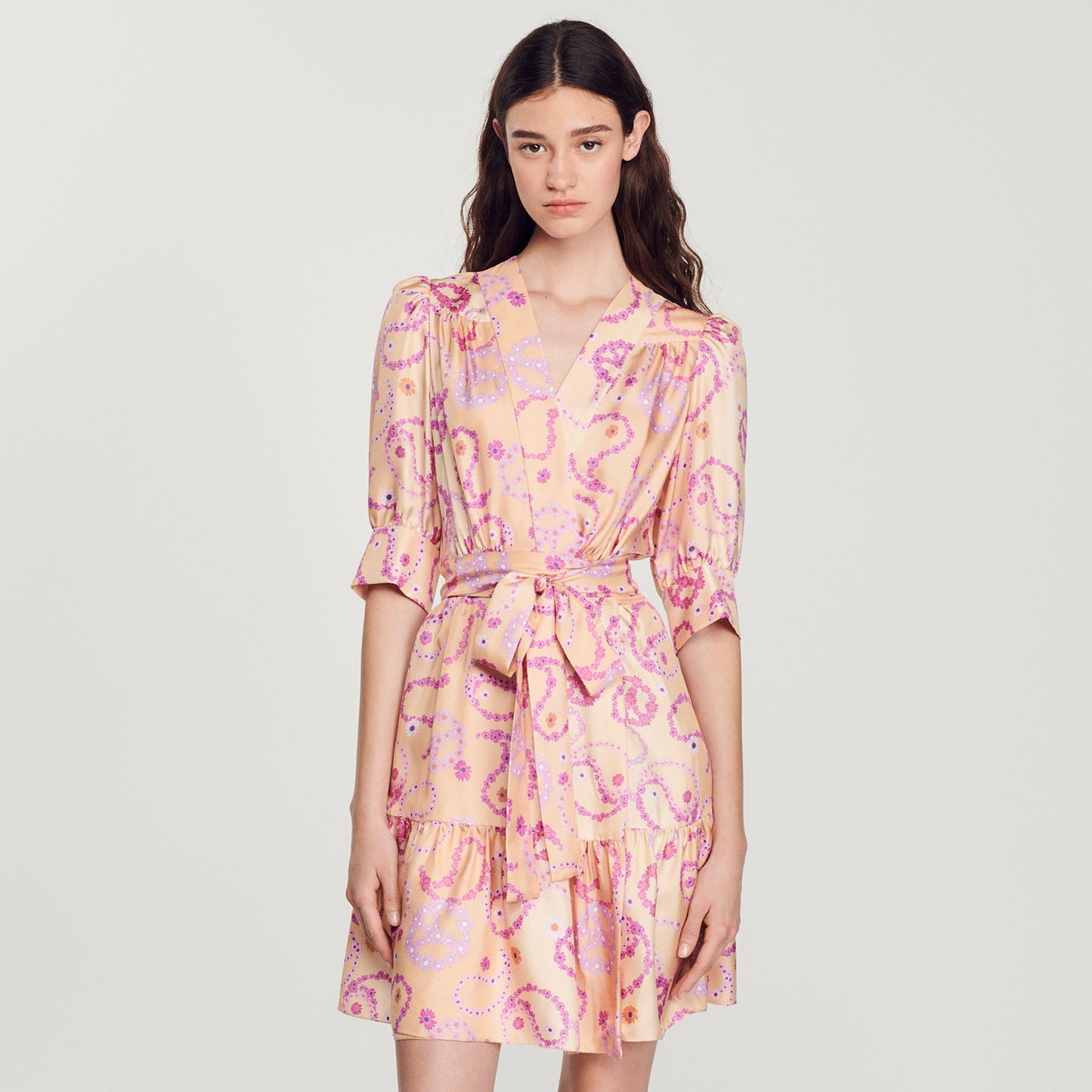 Vestido de seda con estampado Peace&Love