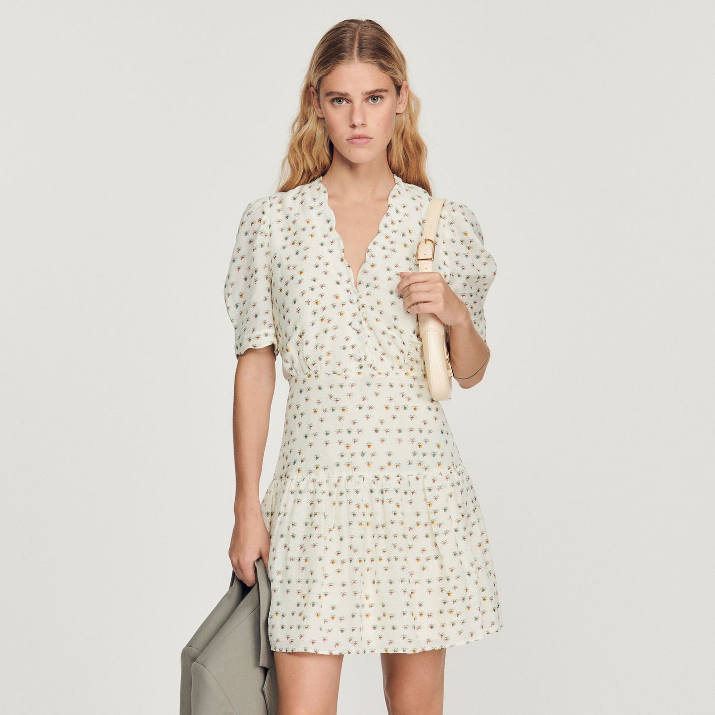 Vestido de manga corta, estampado floral
