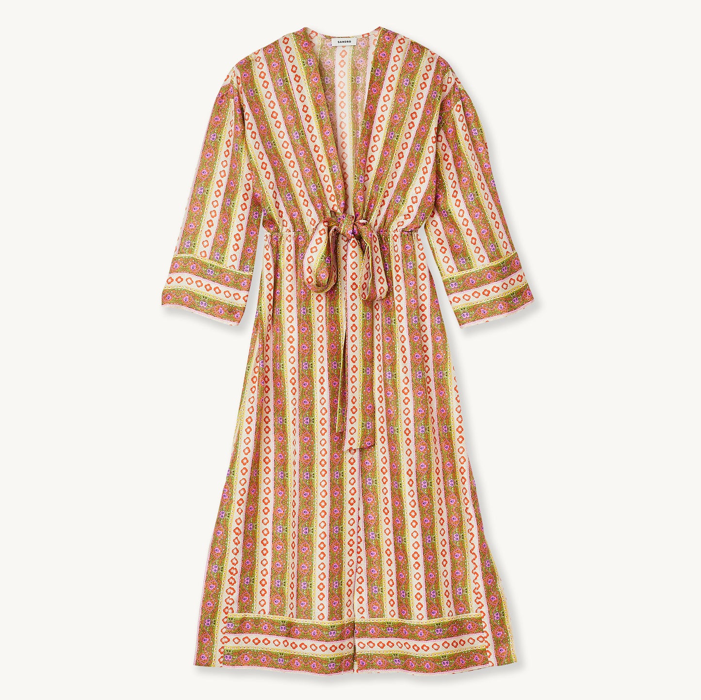 Vestido caftán, estampado Flower Stripes