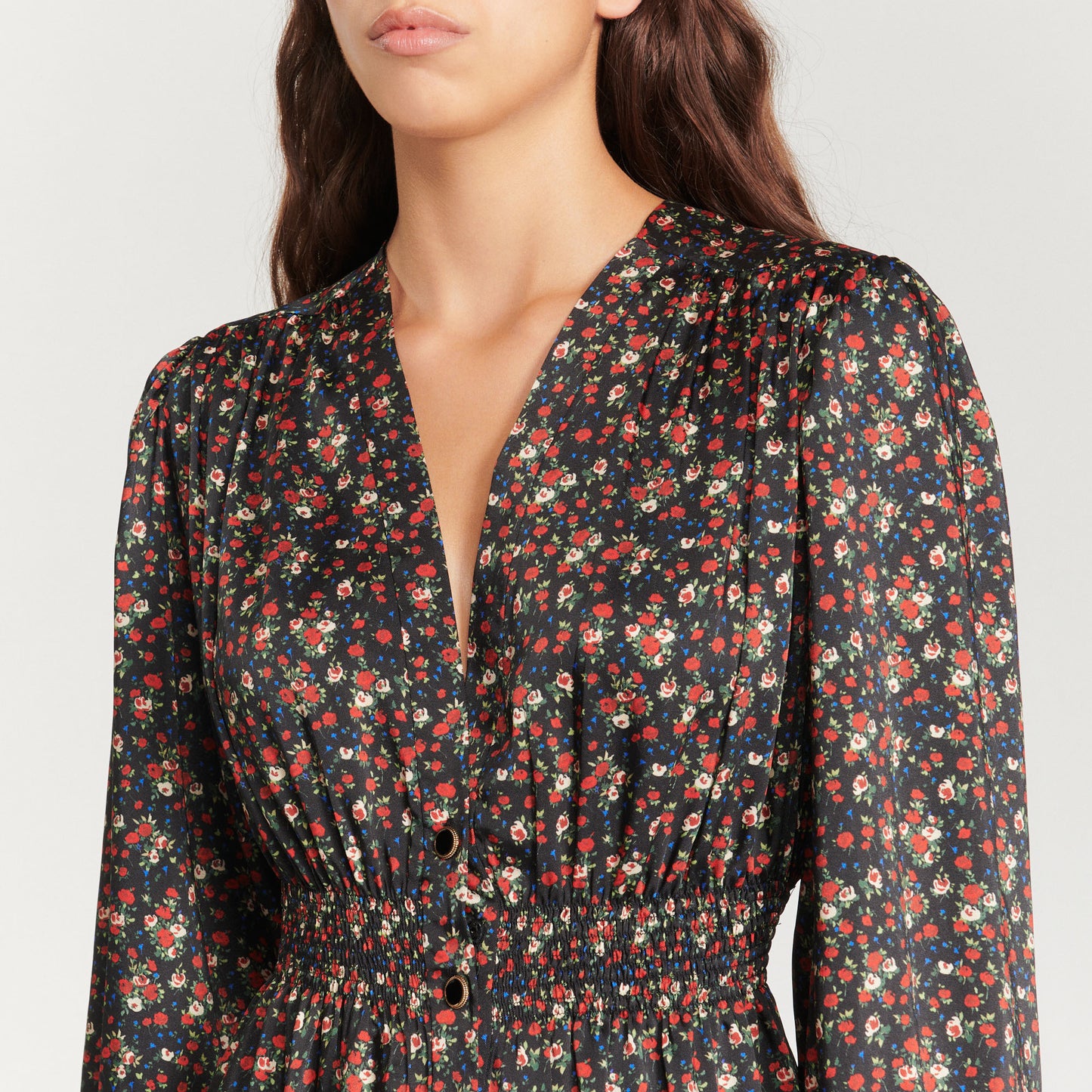 Vestido largo y fluido, estampado floral