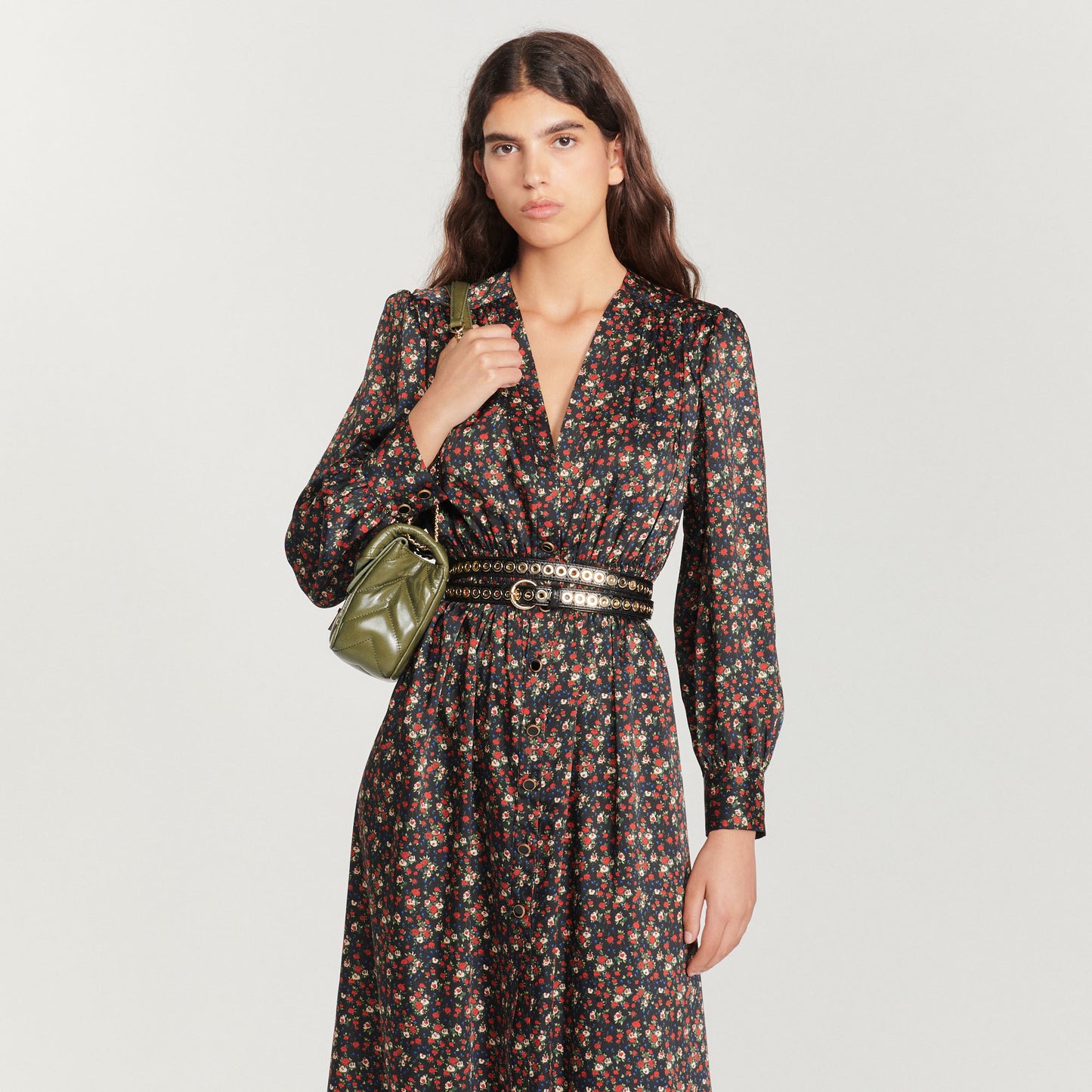 Vestido largo y fluido, estampado floral