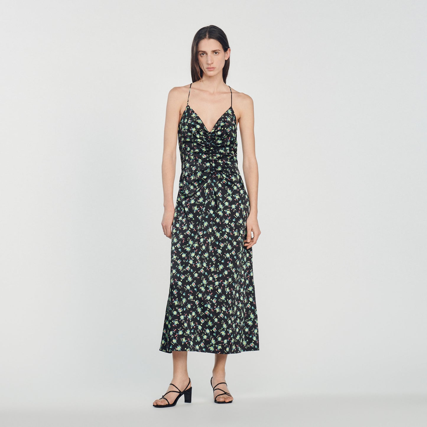 Vestido largo con estampado floral