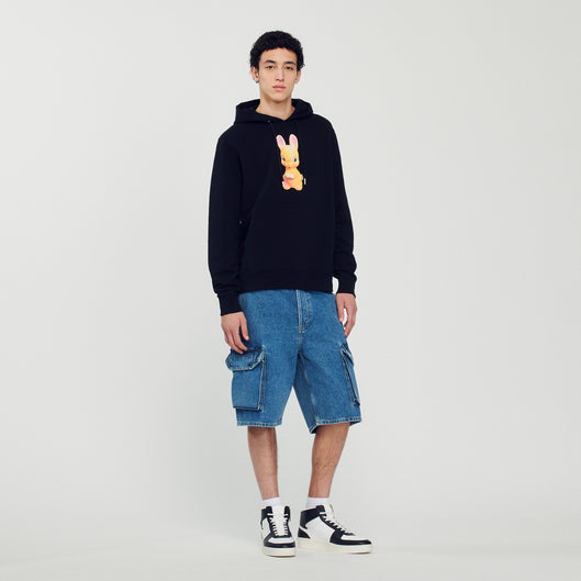 Sudadera con capucha, estampado conejo